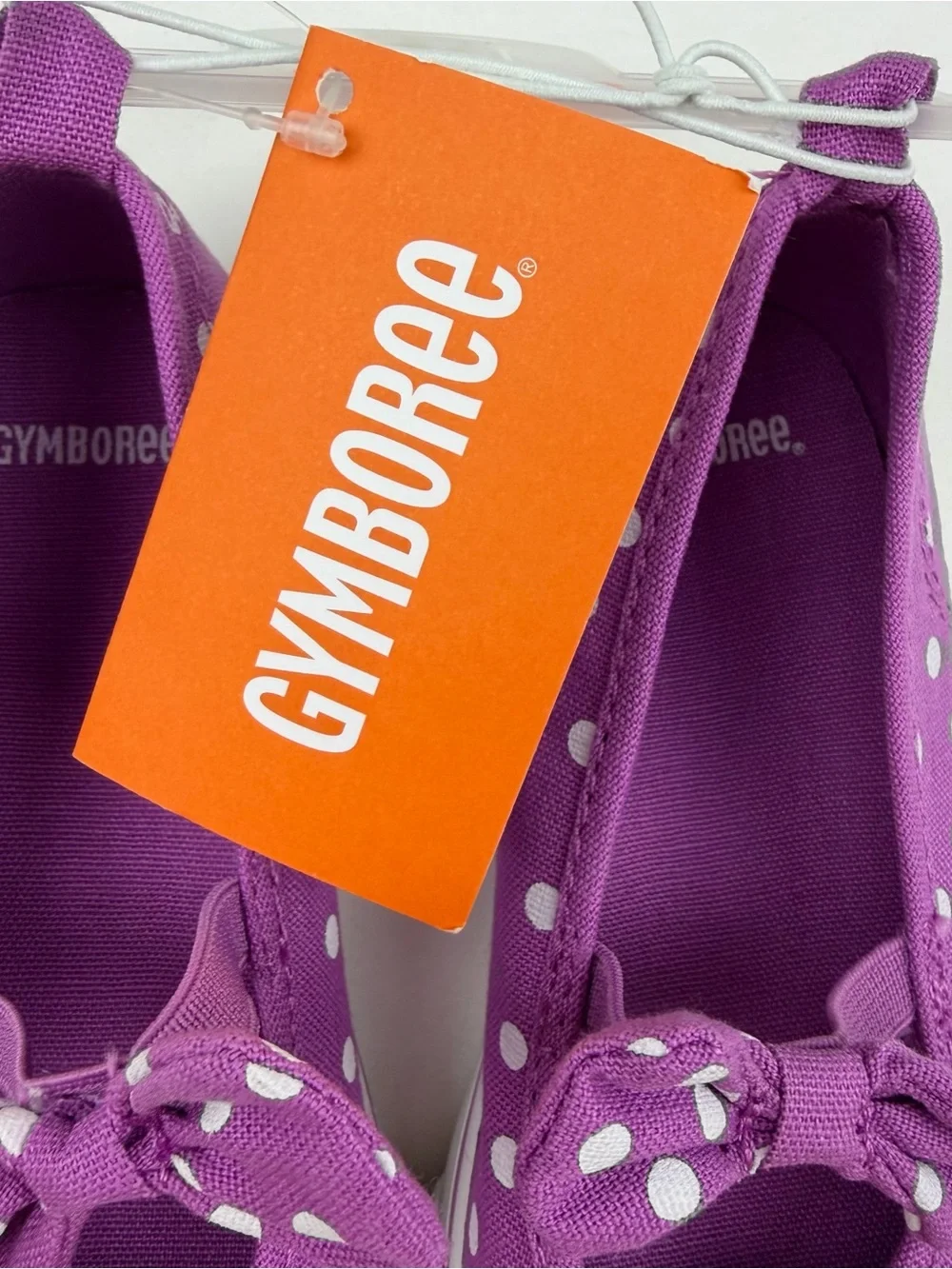 Gymboree Pinwheel Pastels Purple White Polka Dot Slip On Shoes Bow Size 10